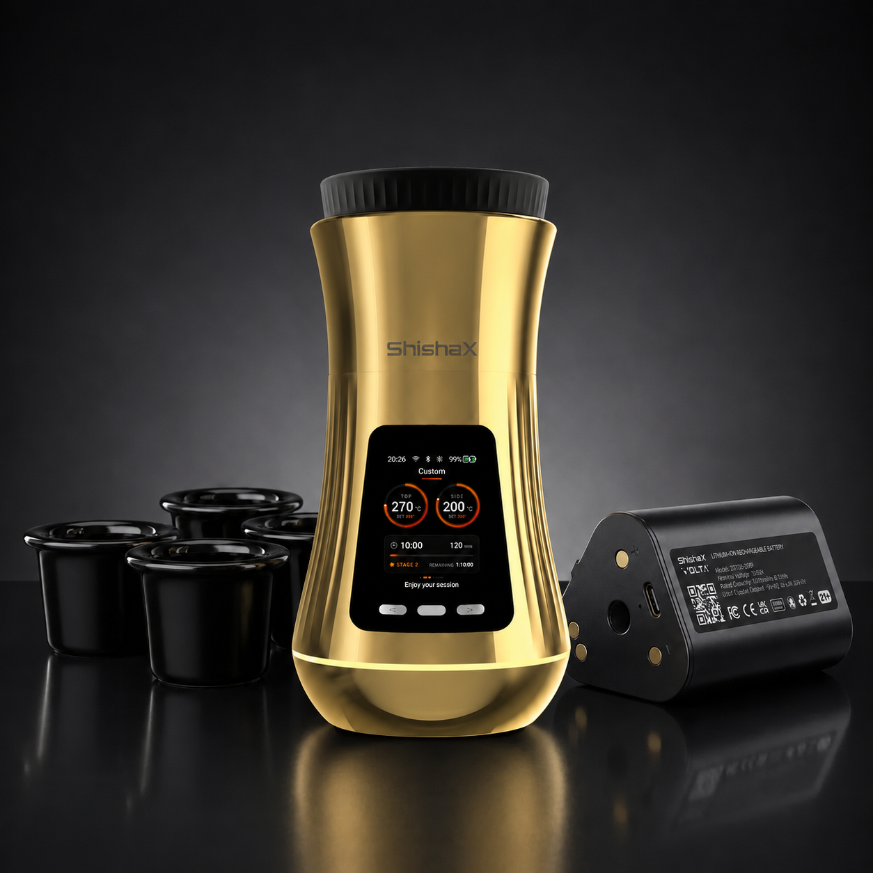 VOLTA Essentials Kit (24K Gold) electric hookah set by ShishaX