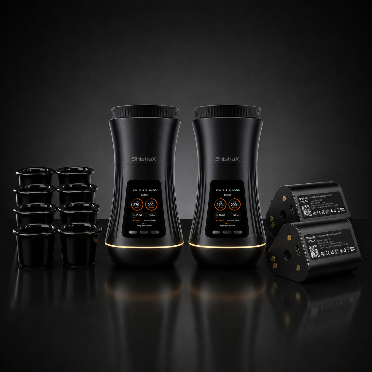 VOLTA DUO Extended Pack Black electric hookah set by ShishaX
